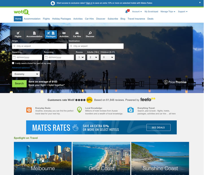 澳大利亚首个在线预订旅游网站：Wotif